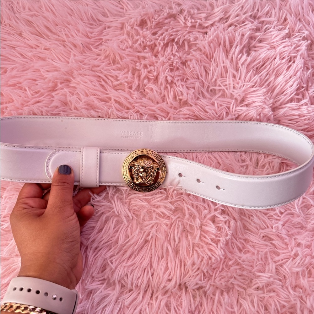 White Versace Belt